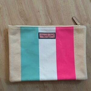 Vineyard Vines Pink, Teal, White, and Tan zip Bag CLUTCH or cosmetic bag